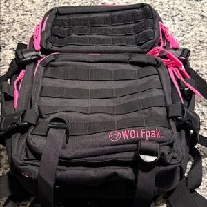 WOLF Black and Pink Women's Backpack
